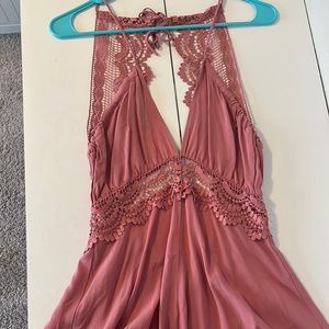 Pink Backless Romper